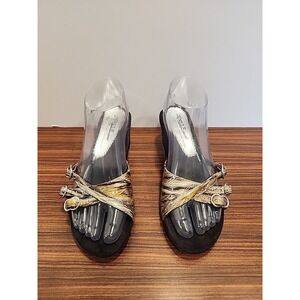 Helle Comfort Slides Size 8.5  39 W70221 Green Gray Leather Snake Multi  Heels